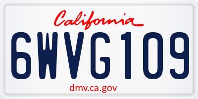 CA license plate 6WVG109