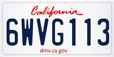 CA license plate 6WVG113