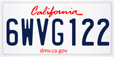 CA license plate 6WVG122