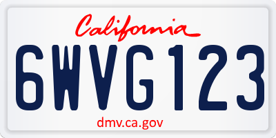 CA license plate 6WVG123