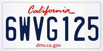 CA license plate 6WVG125