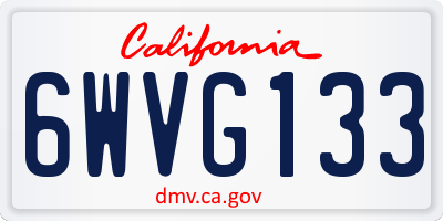 CA license plate 6WVG133