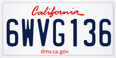 CA license plate 6WVG136