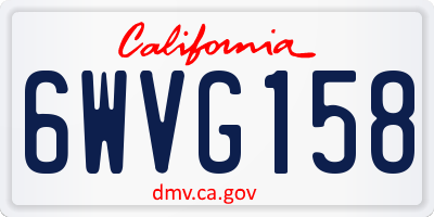CA license plate 6WVG158