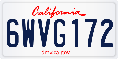 CA license plate 6WVG172