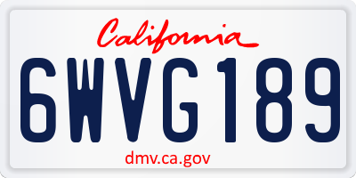 CA license plate 6WVG189