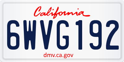 CA license plate 6WVG192