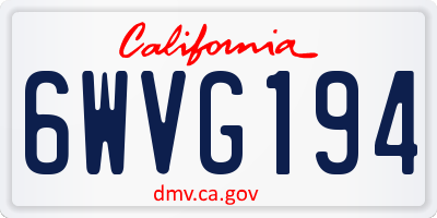 CA license plate 6WVG194