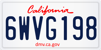 CA license plate 6WVG198