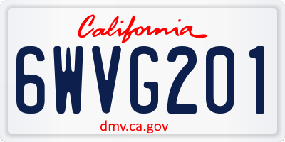 CA license plate 6WVG201