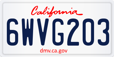 CA license plate 6WVG203
