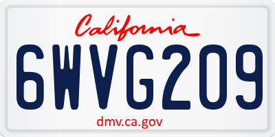 CA license plate 6WVG209