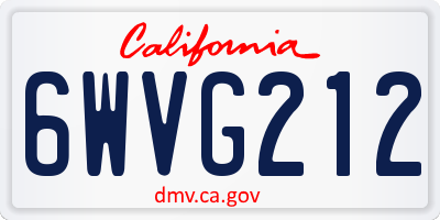 CA license plate 6WVG212