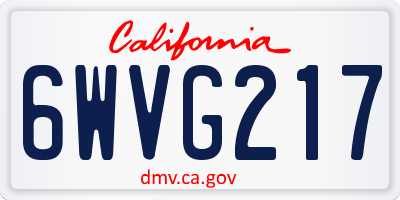 CA license plate 6WVG217
