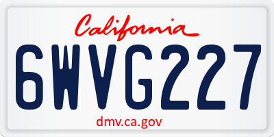 CA license plate 6WVG227
