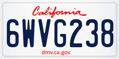 CA license plate 6WVG238
