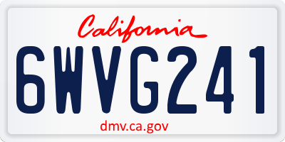 CA license plate 6WVG241