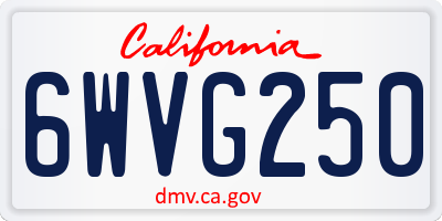 CA license plate 6WVG250