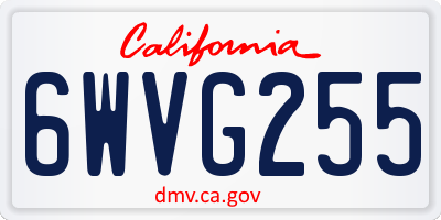 CA license plate 6WVG255