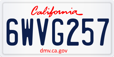 CA license plate 6WVG257