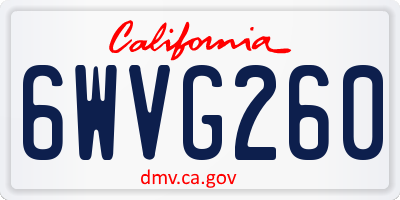 CA license plate 6WVG260