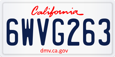 CA license plate 6WVG263