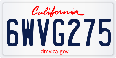 CA license plate 6WVG275