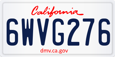 CA license plate 6WVG276
