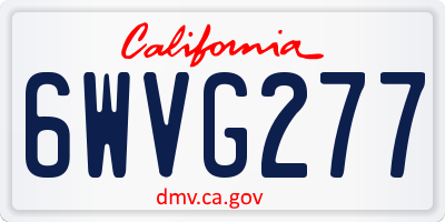 CA license plate 6WVG277