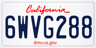 CA license plate 6WVG288