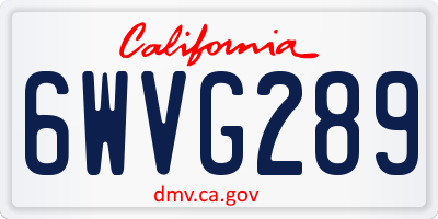 CA license plate 6WVG289