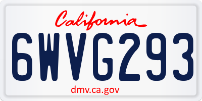 CA license plate 6WVG293