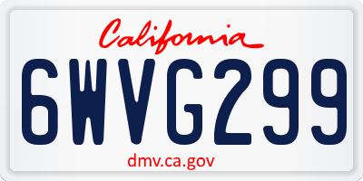 CA license plate 6WVG299
