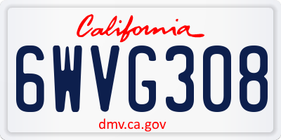 CA license plate 6WVG308