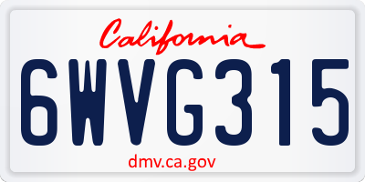 CA license plate 6WVG315