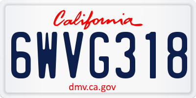 CA license plate 6WVG318