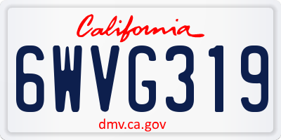 CA license plate 6WVG319