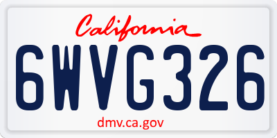 CA license plate 6WVG326