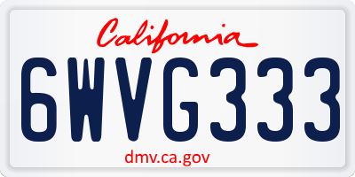 CA license plate 6WVG333