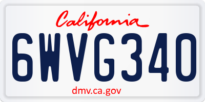 CA license plate 6WVG340