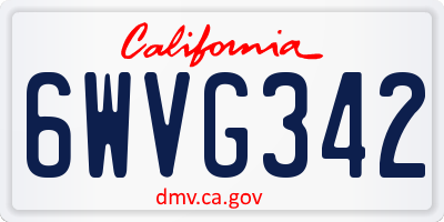 CA license plate 6WVG342