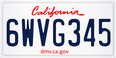 CA license plate 6WVG345
