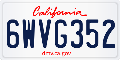 CA license plate 6WVG352