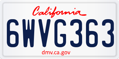 CA license plate 6WVG363
