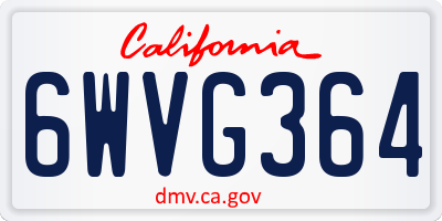 CA license plate 6WVG364