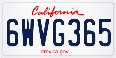 CA license plate 6WVG365