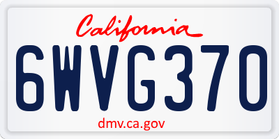 CA license plate 6WVG370