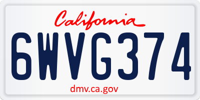 CA license plate 6WVG374