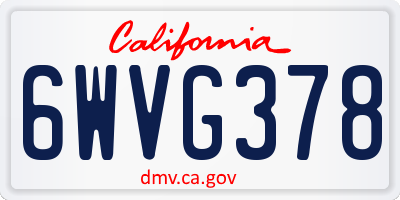 CA license plate 6WVG378