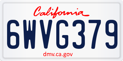 CA license plate 6WVG379